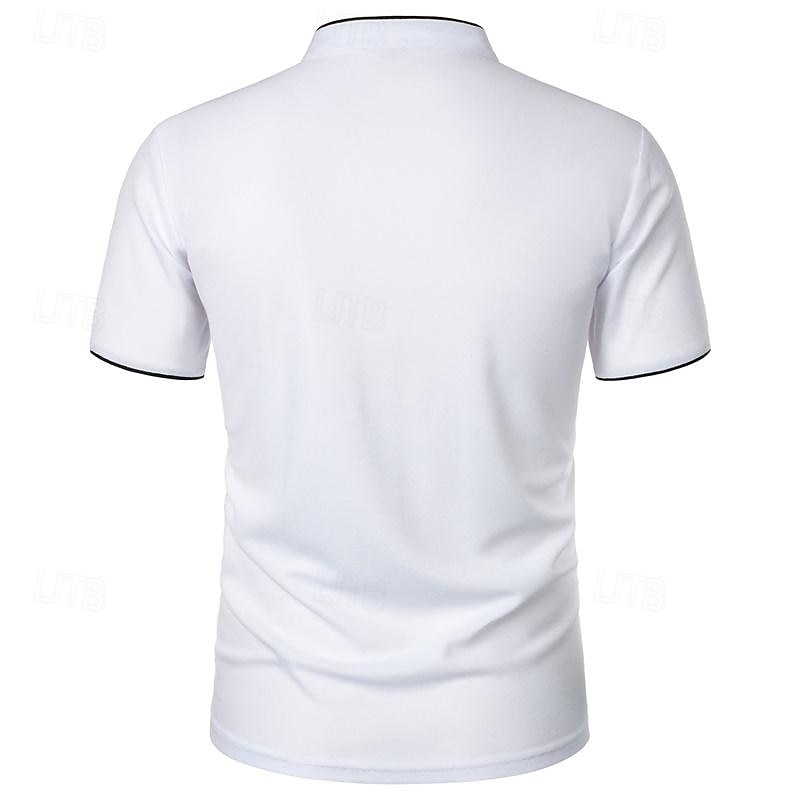Homme Chemise de golf Polos de Golf Travail Occasionnel Col montant Manche Courte Basique Moderne Bloc de Couleur Patchwork Boutons Printemps & Été Coupe régulière Vin Noir Blanche Rose bleu marine de 2026 ? $7.99 –P4