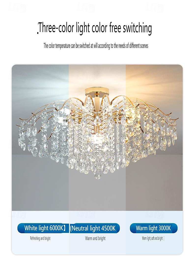 נברשת led 42/50/60/80/100 ס"מ 6/10/12/14/16 נורת ראש לא כלולה בגימור קריסטל מתכת מודרני בסגנון מודרני חדר אוכל חדר אוכל תליון מיני 110-240v 2025 - $223.59 –P5