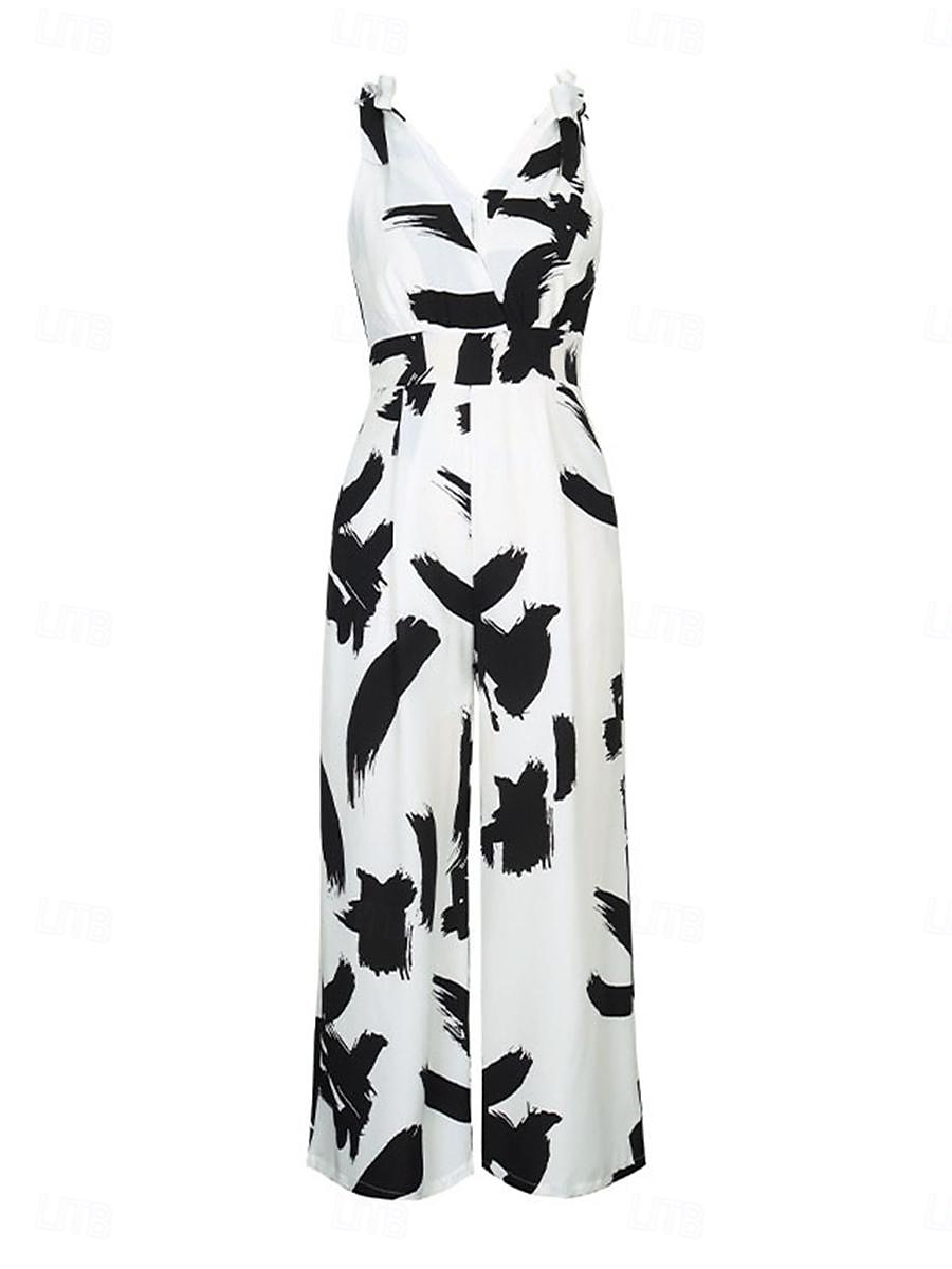 Femme Normal Combinaison Elégant Graphic Sans Manches Col V Imprimer Travail Plein Air Standard Blanche Eté de 2025 ? $42.99 –P8