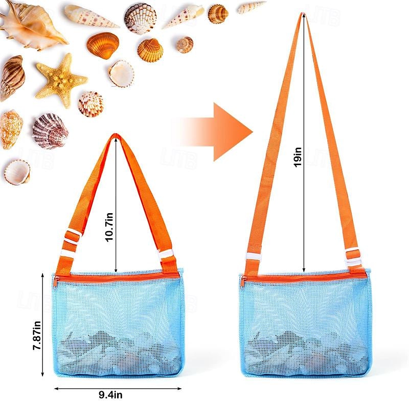 spiaggia in rete pala con rete borsa da spiaggia per la raccolta di conchiglie filtro paletta per la sabbia per raccogliere conchiglie dente di squalo setaccio mestolo contenitore per giocattoli da del 2025 a $36.99 –P6