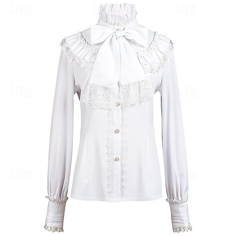 Retro Vintage Mittelalterlich Renaissance Bluse / Hemd Pirat Prinzessin Einfarbig Damen Seeräuber königlich Steampunk Halloween Karneval Maskerade Alltagstauglich Erwachsene Hemd 2025 - $39.99 –P9