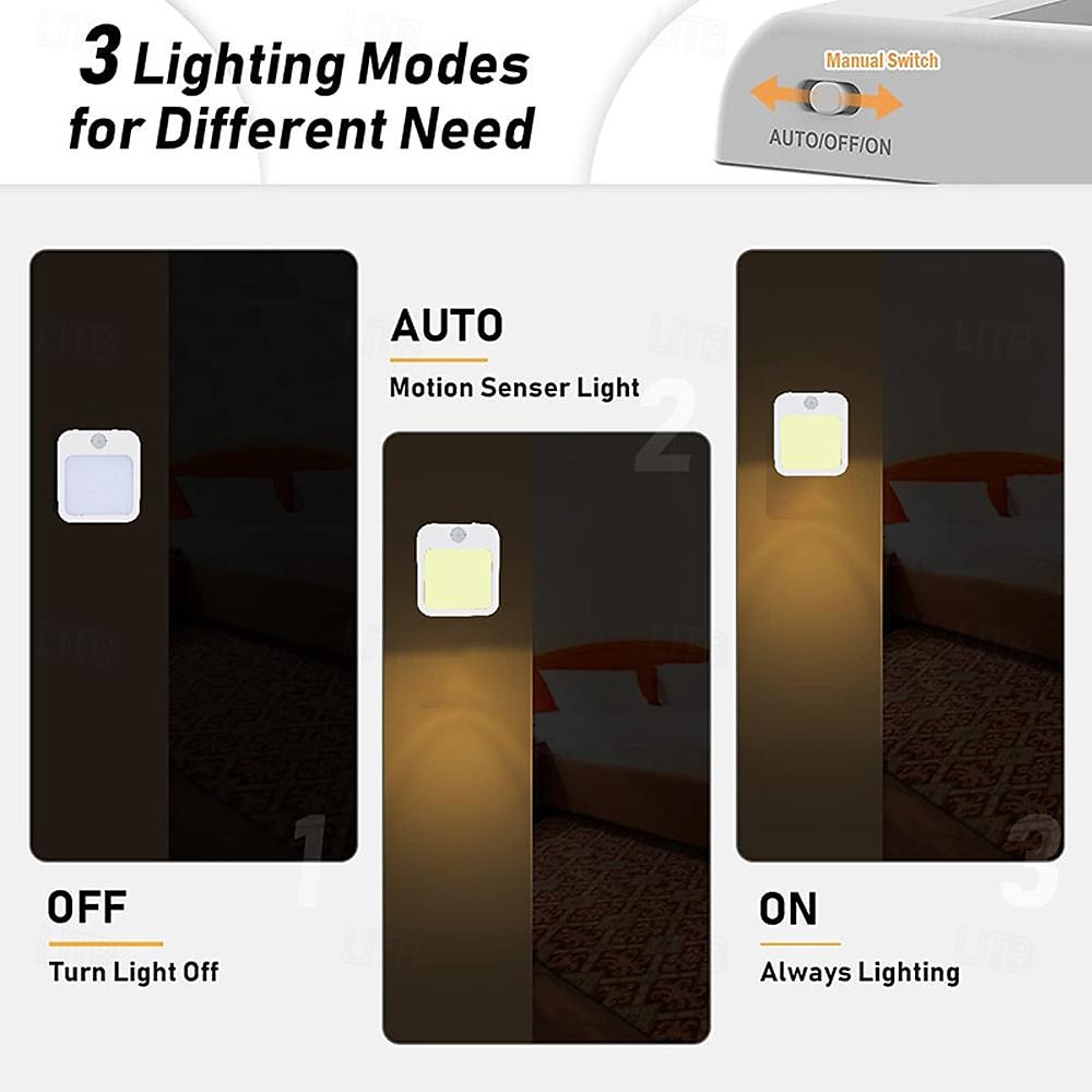 Motion Sensor Light LED Night Light Modes Switching Brightness Adjustable Just Plug In Outlet Light and Dark Sensor 2025 - $18.49 –P6