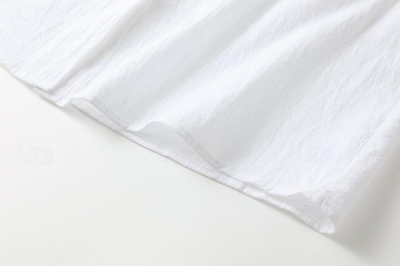 Mujer Negro Blanco Azul Piscina Verano Primavera Mini vestido Vestidos de lino y algodón Vestido de Camisa Vestido de algodón blanco Vacaciones Básico Moderno Diario Fin de semana Holgado Plano 2025 - $22.99 –P8