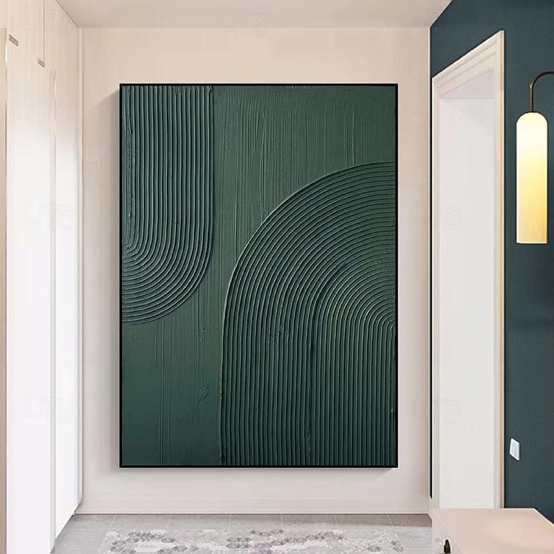 handgemaltes weißes abstraktes Gemälde auf Leinwand, handgefertigte 3D-Strukturwandkunst, grünes modernes Gemälde für handgefertigte Leinwandkunst, Gemälde für Wohnzimmerdekor, trendiges Kunstwerk, 2025 - $131.99 –P6