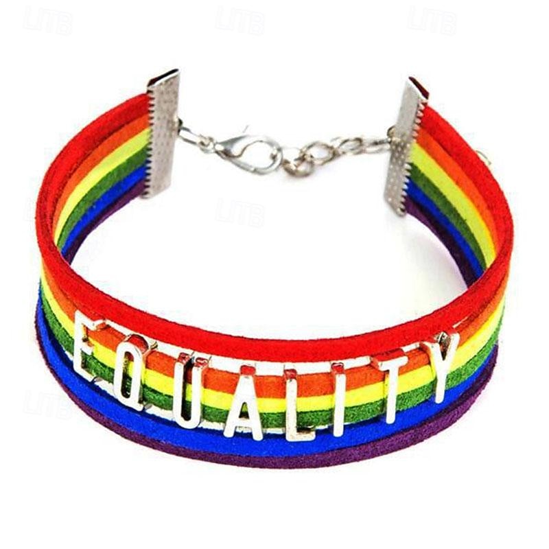 Pulseira tecida à mão com carta do orgulho, 2 peças, pulseira arco-íris multicamadas, joias do mesmo sexo de 2025 por $16.99 –P3