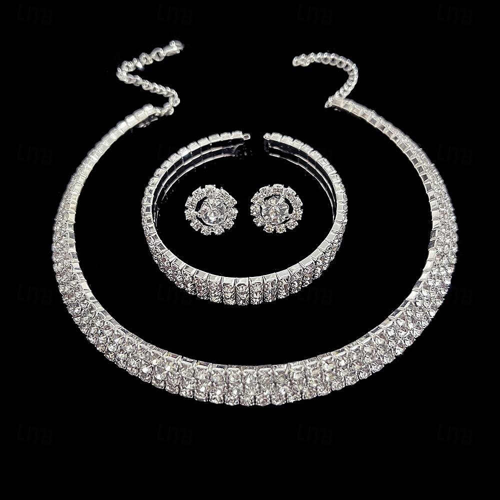Jewelry Set One-piece Suit Alloy Earrings Necklace Bracelets Women's Punk Cute Stylish Cute Fancy Flower Shape Pear Round Jewelry Set For Wedding Party Evening Gift 2025 - $18.99 –P4