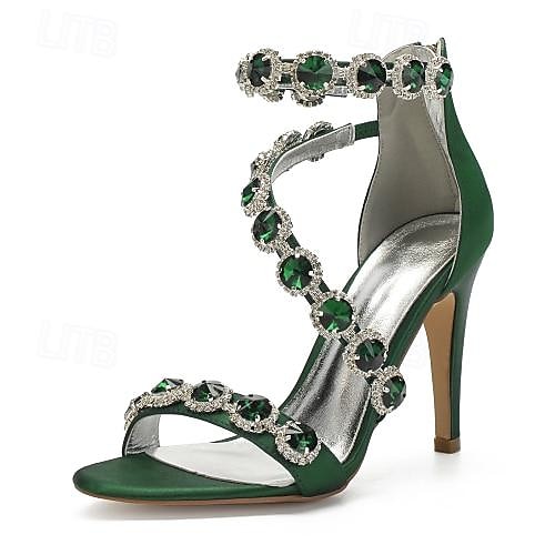 Women's Rhinestone Ankle Strap Stiletto Sandals, Open Toe Dress Heels for Wedding Guests, Cocktail Party & Evening Prom, Multiple Color 2026 - $89.99 –P6