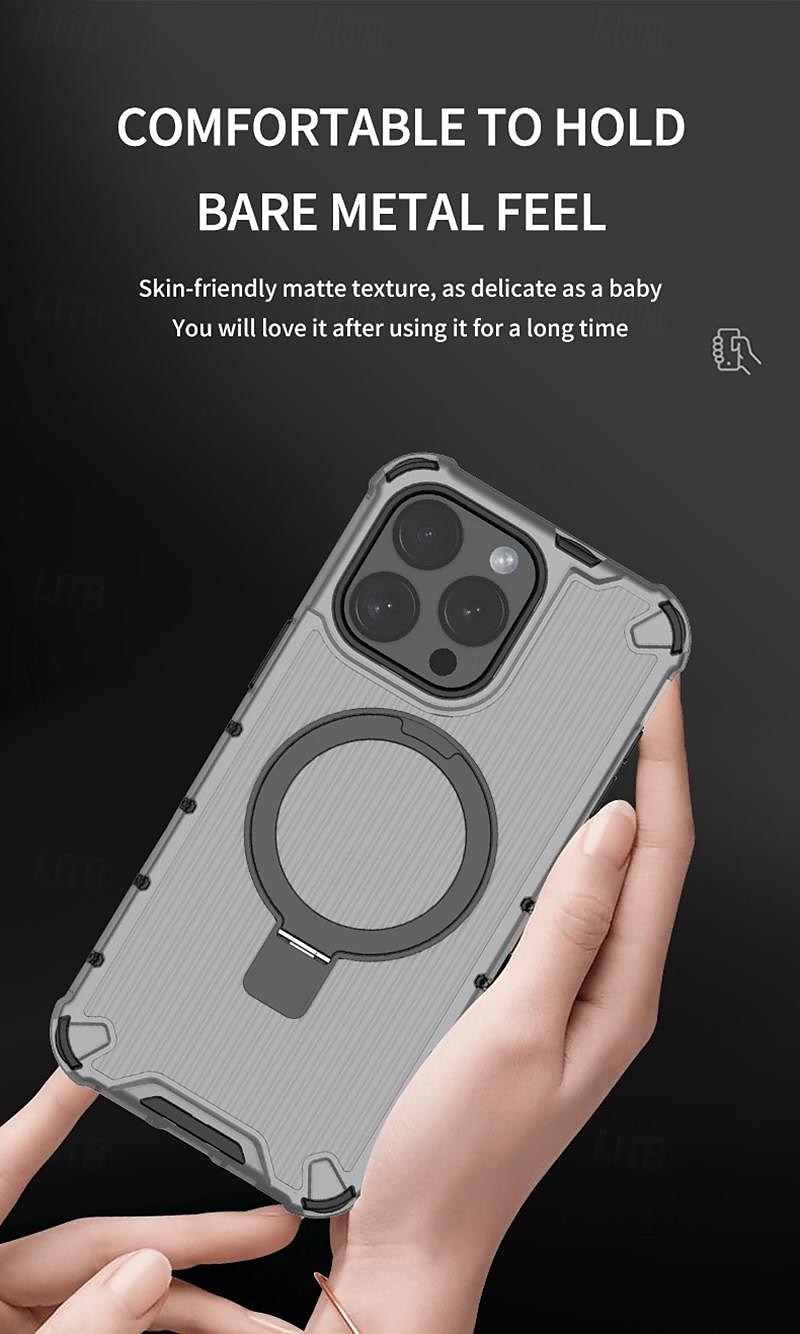 Phone Case For iPhone 16 iPhone 15 Pro Max Plus iPhone 14 13 12 11 Pro Max Plus Back Cover with Stand Holder Support Wireless Charging Shockproof TPU PC 2025 - $18.99 –P3