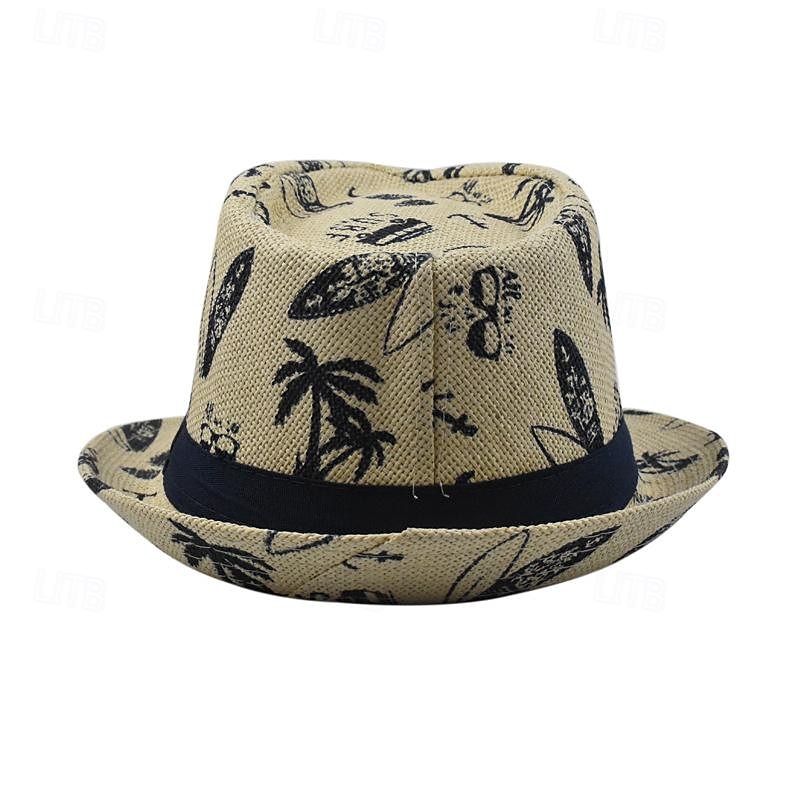 Męskie Czapka Kentucky Derby Kapelusz Kapelusz imprezowy Sukienka kapelusz Biały Khaki Bawełna Moda Codzienny Ulica Codzienny Drzewo kokosowe Filtr przeciwsłoneczny Oddychający 2025 - $11.49 –P6