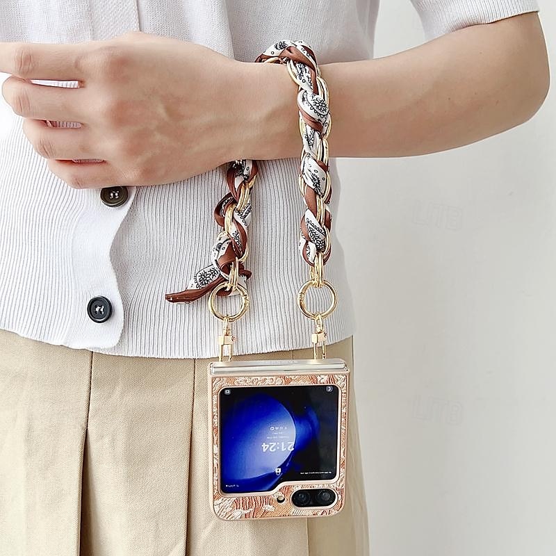Phone Case For Samsung Galaxy Z Flip 7 Z Flip 5 Z Flip 4 Z Flip 3 Back Cover with Wrist Strap Shockproof PC Metal 2025 - $20.99 –P16