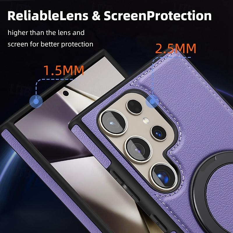 Phone Case For Samsung Galaxy S25 S24 S23 Ultra Plus S22 Plus  Ultra Back Cover with Stand Holder Support Wireless Charging Shockproof Retro TPU PC PU Leather 2025 - $16.99 –P2