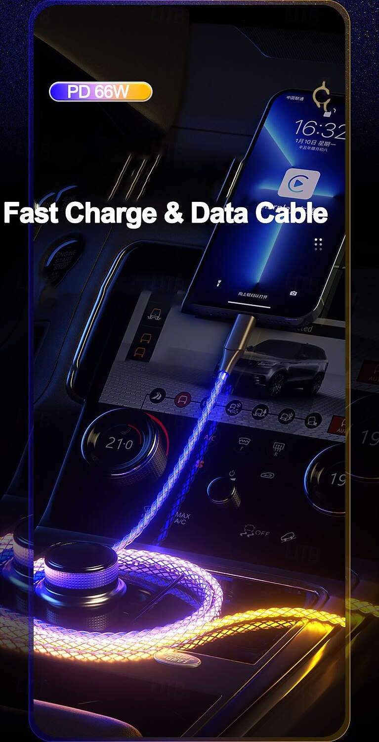 Καλώδιο πολλαπλής φόρτισης 66W 3,9 πόδια USB A σε USB C USB C σε USB C 2.1 A Καλώδιο φόρτισης Γρήγορη φόρτιση Υψηλή μεταφορά δεδομένων Νάιλον πλεγμένο 3 σε 1 Απαλό Για iPad Samsung Xiaomi 2025 - $12.99 –P2
