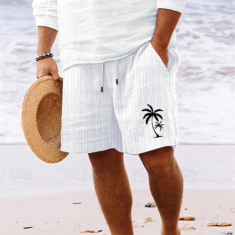 Per uomo Pantaloncini estivi Pantaloncini da spiaggia Pantaloncini casual Tasche A cordoncino Vita elastica Albero di cocco Comfort Traspirante Breve Per eventi Da mare Spiaggia Hawaiano Boho Bianco del 2026 a $20.99 –P1