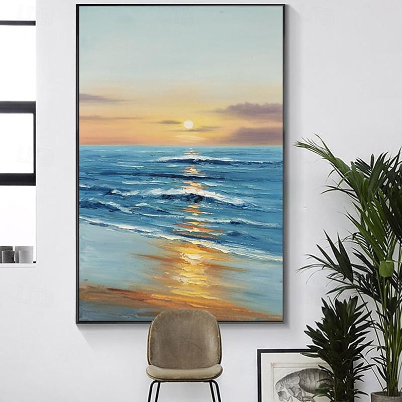 Ozean Gemälde handgemachte Sonnenaufgang Ozean Gemälde große Leinwand Küste Gemälde Meer Landschaft Gemälde Palette Leben Meereslandschaft Ölgemälde Schlafzimmer Gemälde Wohnkultur Weihnachtsgeschenk 2025 - $125.99 –P5