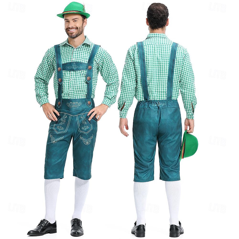 Karnawał Piwo Oktoberfest Kostium Stroje Lederhosen Koszula Bawaria Niemiecki Monachium Łąki Męskie Tkanina w stylu tradycyjnym Koszula Szorty 2025 - $38.99 -P5