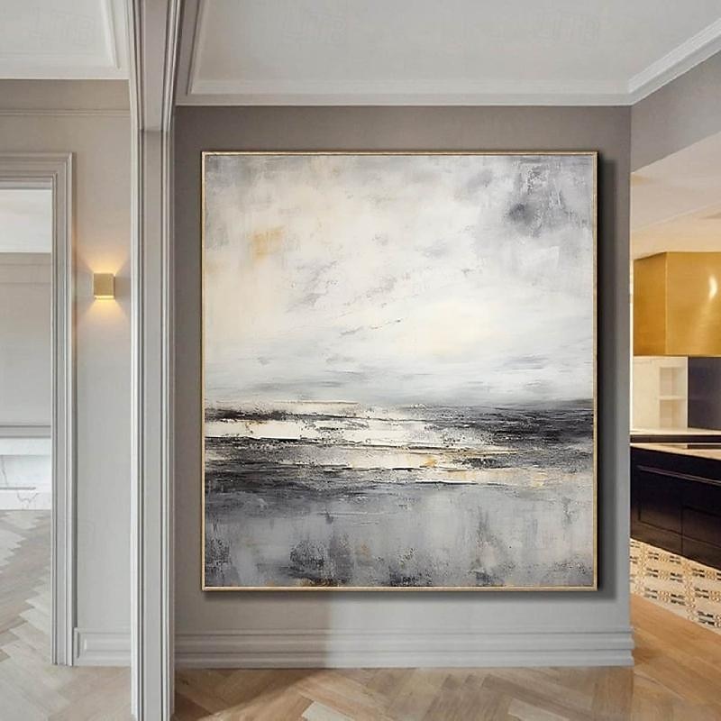 Abstract Skyline Painting hand painted Extra large wall art pain ting handmade gray landscape painting on canvas large wall art gold abstract mordern painting for Bedroom Living room painting 2025 - CAD $157.3 –P13