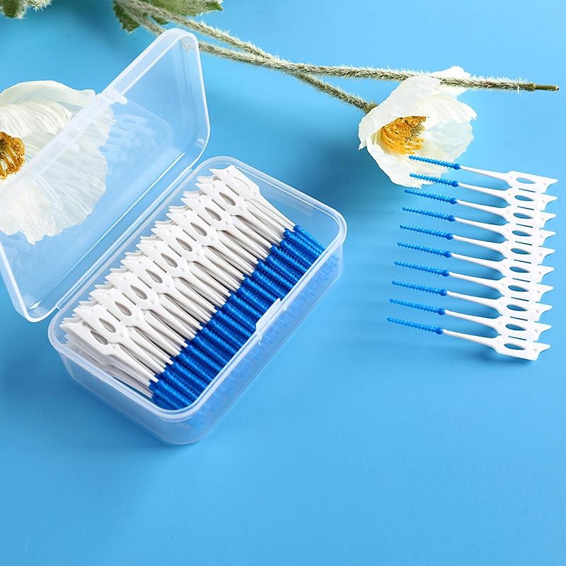 100 יחידות מברשות סיליקון בין שיניים קיסמי שיניים מברשת בין השיניים קיסמי סיליקון עם חוט כלי לניקוי הפה 2026 - $11.99 –P2