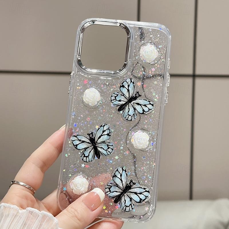 هاتف غطاء من أجل ايفون 16 آيفون 15 برو ماكس بلس iPhone 14 13 12 Pro Max Plus غطاء خلفي شبه شفّاف بلينغ بريق لامعة ضد الصدمات فراشة الكمبيوتر الشخصي 2025 - $14.99 –P16