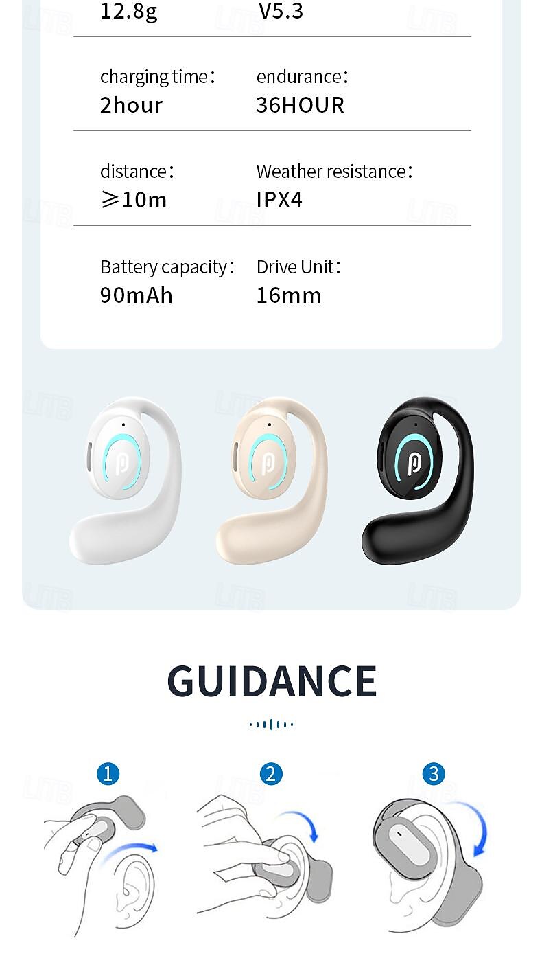 iMosi MK9 True Wireless Headphones TWS Earbuds Ear Hook Bluetooth 5.3 Sports Ergonomic Design Built-in Mic for Apple Samsung Huawei Xiaomi MI  Everyday Use Mobile Phone Travel Entertainment Car 2025 - $15.99 –P13