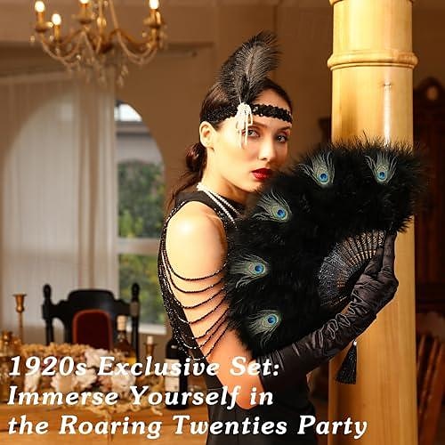 Retro Vintage Roaring 20s 1920s Feather Fan The Great Gatsby Flapper Girl Wedding Guest Feather Women's Halloween Carnival Masquerade Party / Evening Wedding Reception Bachelorette Party Adults More 2025 - $25.99 –P2