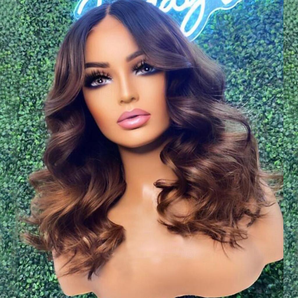 Remy Human Hair 13x4 Lace Front Wig Middle Part Brazilian Hair Loose Wave Brown Multi-color Wig 130% 150% Density with Baby Hair Ombre Hair 100% Virgin Pre-Plucked For Women Long Human Hair Lace Wig 2025 - $215.69 –P2