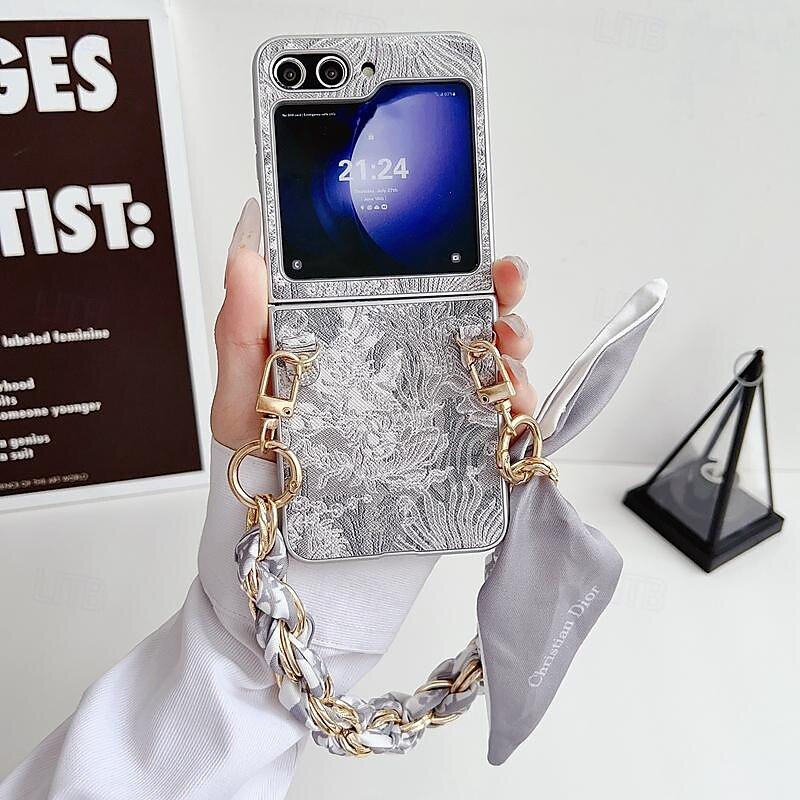 Phone Case For Samsung Galaxy Z Flip 7 Z Flip 5 Z Flip 4 Z Flip 3 Back Cover with Wrist Strap Shockproof PC Metal 2025 - $20.99 –P7