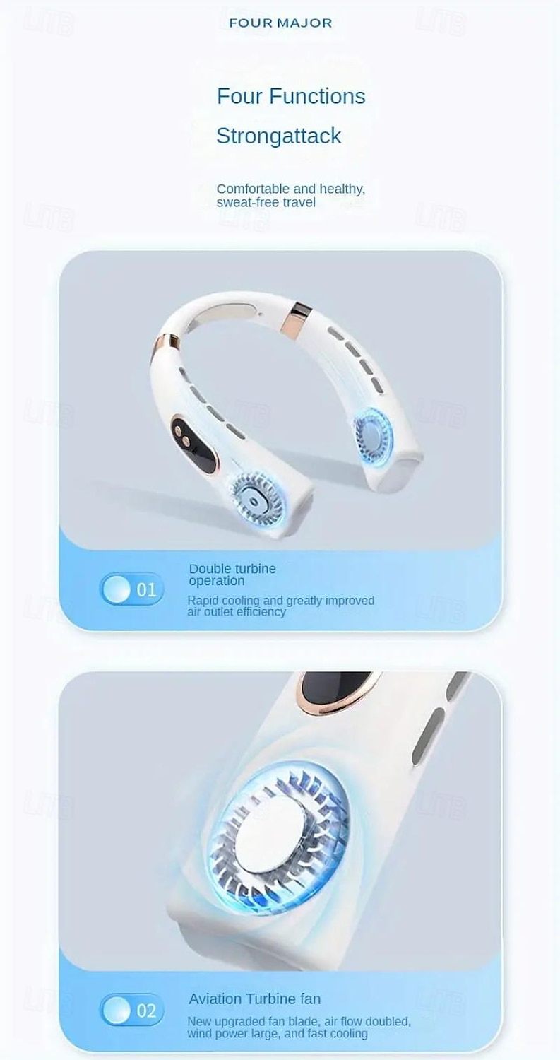 Draagbare 5-Snelheid Nekventilator – Aanraakbesturing Stille Luchtkoeler USB-aangedreven voor Buitensport en Reizen 2026 - $31.99 –P3