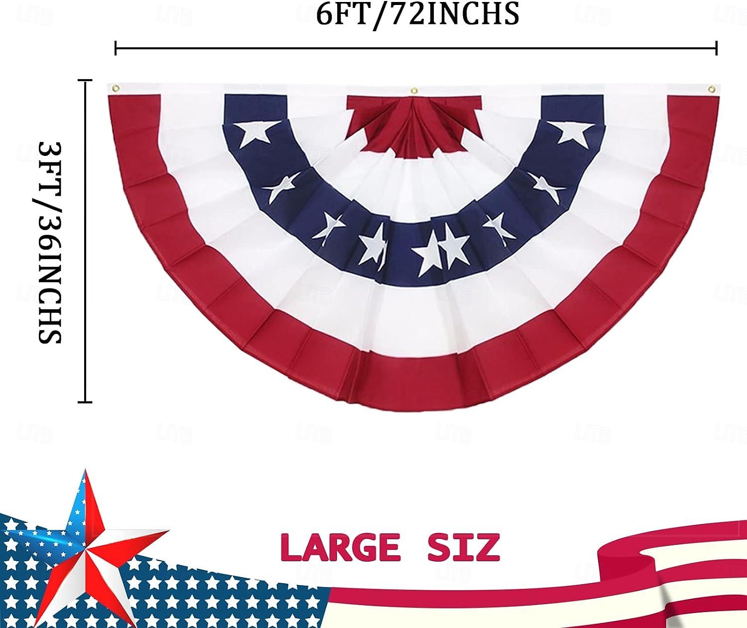 2025年 2パック 米国愛国プリーツファンフラッグ 3x6フィート 7月4日独立記念日 大型アメリカ国旗 旗布 愛国的な星条旗 ストライプ プリーツファン 米国旗バナー 赤 白 青 装飾  コレクション – $27.99 –P1