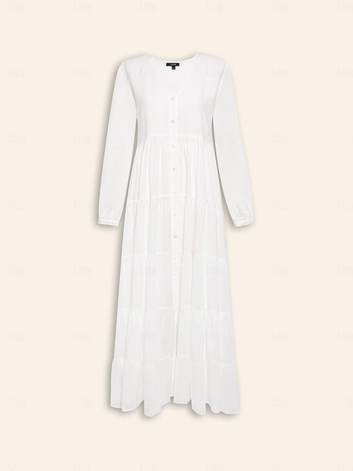 Damen Lockeres Kleid Resort-Kleidung Weiß Langarm Solide / einfarbig Lang Frühling & Herbst V Ausschnitt Strand Design Urlaub XS S M 2025 - $78.99 –P4