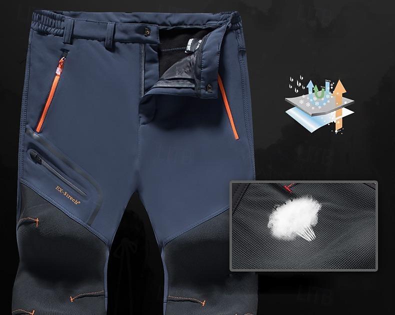 Men's Fleece Lined Pants Waterproof Hiking Pants Trousers Softshell Pants Winter Outdoor Thermal Warm Windproof Breathable Elastic Waist Fleece Bottoms Army Navy Grey Black Hunting Fishing Skiing 2025 - $34.99 –P8