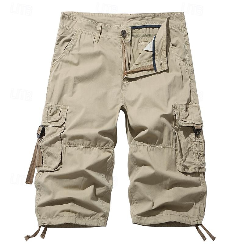Herre Taktiske shorts Capri Cargo Shorts Cargoshorts Capri-bukser Shorts til turbruk Knapper Multi lomme عادي Anvendelig Kalv lengde utendørs Daglig Ut på byen Mote Klassisk Sjø blå Svart 2025 - $35.99 –P4