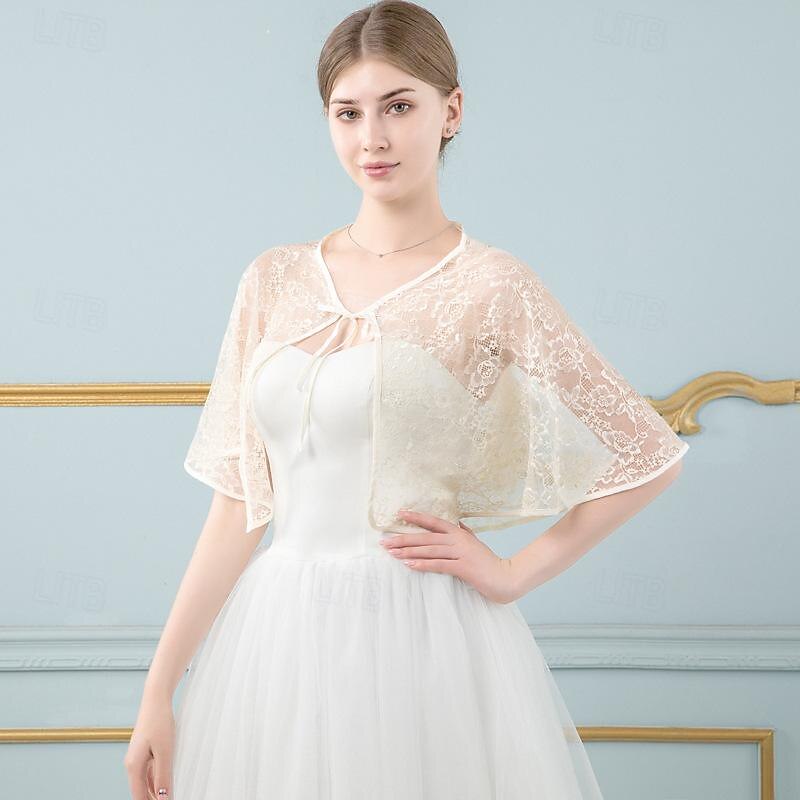 Sjalar Sjalar till damer Bolero Elegant Brudkläder Halvlång ärm Polyester Brudsjalar Med Ren Färg Till Fest Vår & sommar 2025 - $20.99 –P8