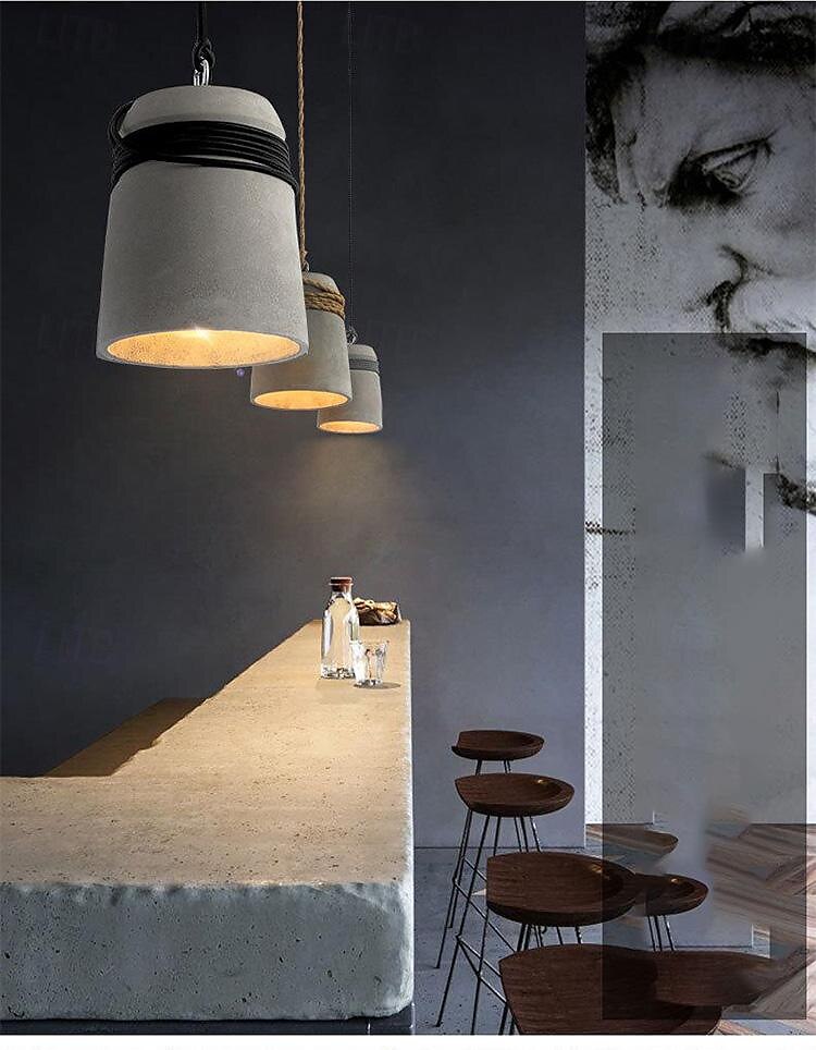 Industry Concrete Pendant Light in Gray Finish, E27 Bell Shape Shade Industrial Hanging Chandelier, Mini Cement Hanging Lighting Fixture, for Kitchen Island Dining Living Room Bedroom 2025 - $152.99 –P4
