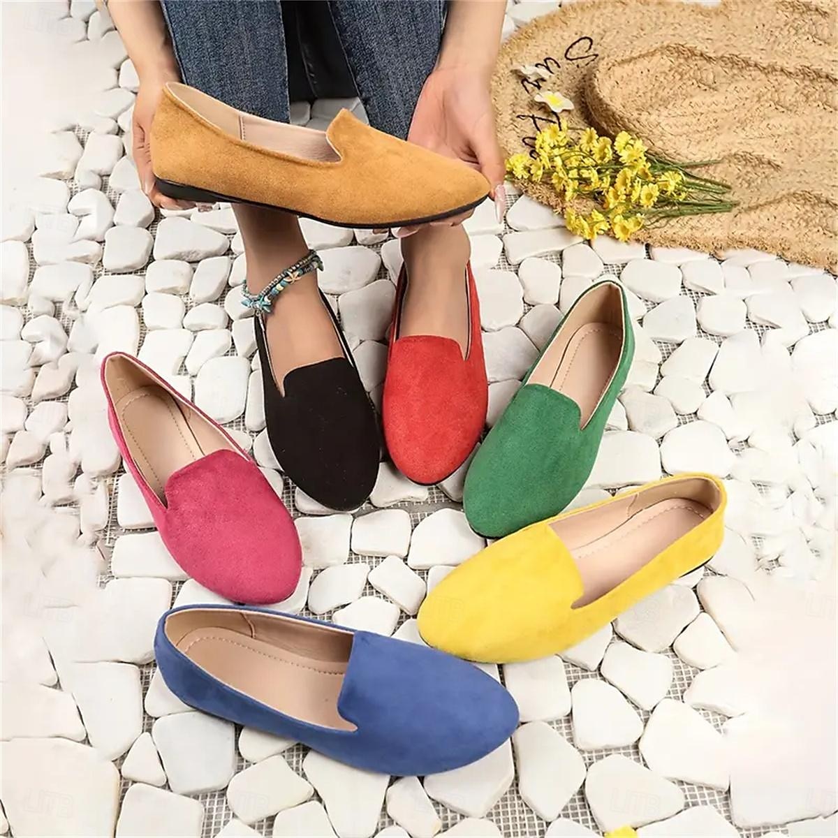 Mocasines sin cordones de ante amarillo para mujer: zapatos planos casuales cómodos para uso diario 2025 - $19.99 –P3