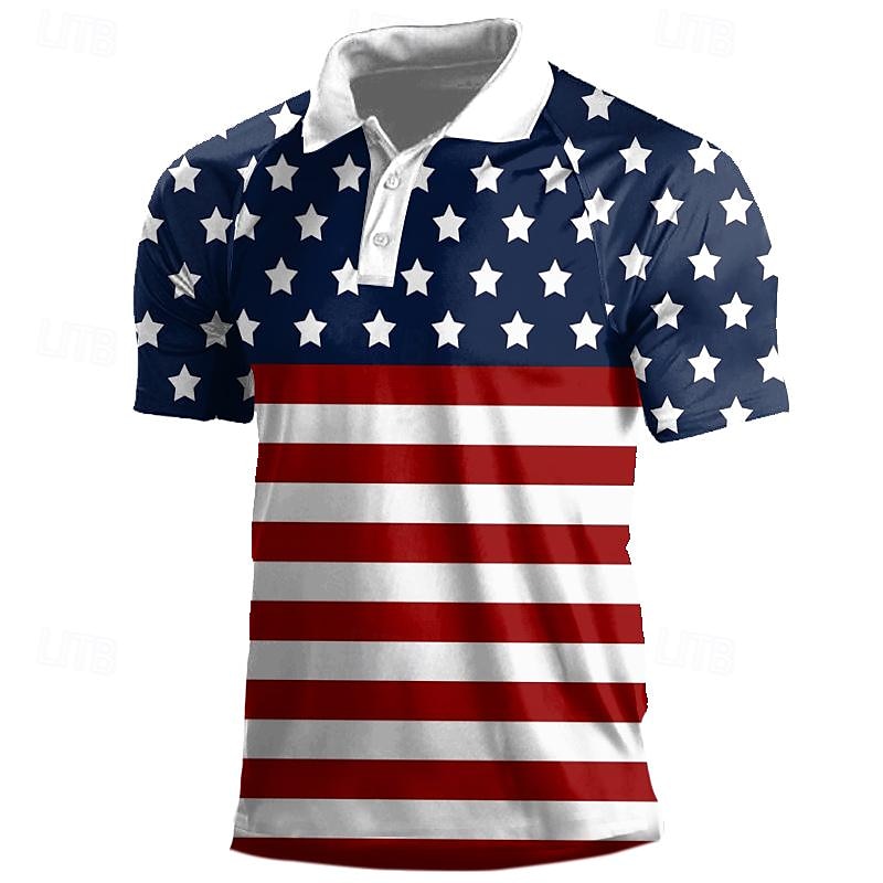 Americký den nezávislosti Pánské Americká vlajka veteráni Polokošile Golfová košile Krátký rukáv Polo tričko Košile s límečkem Na běžné nošení Streetwear Oblečení na dovolenou Párty oblečení Knoflíky 2025 - $22.99 –P1