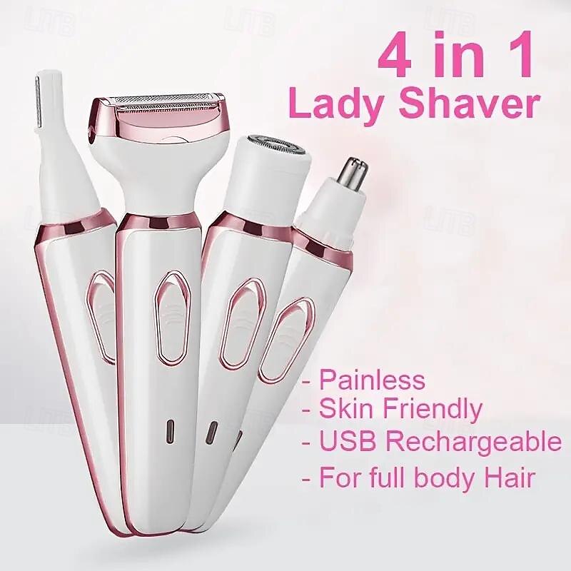 4-in-1 Electric Shaver for Women -Multipurpose Facial Legs &Underarm Trimmer with Wet/Dry Hair Removal - USB Rechargeable.Portable -Ideal Holiday Gift 2025 - $26.99 –P1