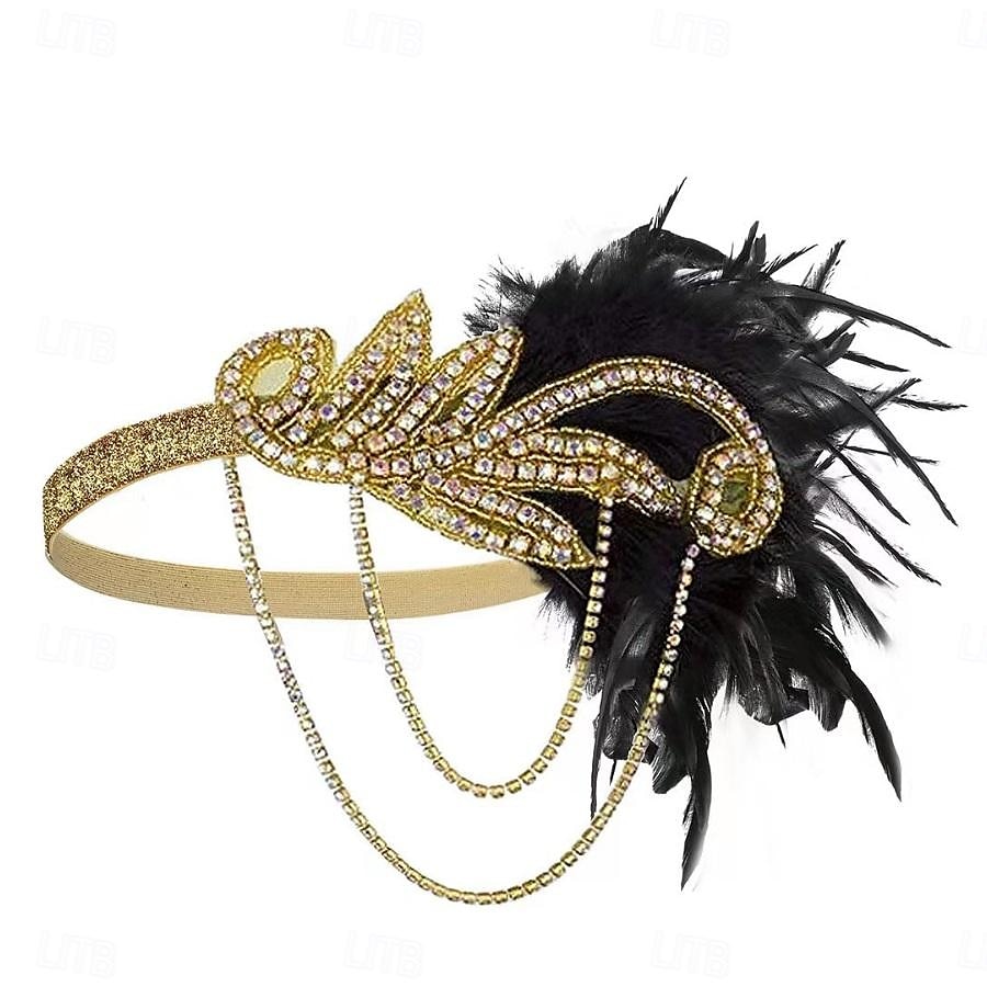 1920-as évek A nagy Gatsby Felszerelések Flapper fejpánt A nagy Gatsby Esküvői Vendég Gallér nélküli Jelmez Női Mindszentek napja Farsang Álarcos mulatság Parti Álarcos mulatság Esküvői fogadás 2025 - $23.99 –P10