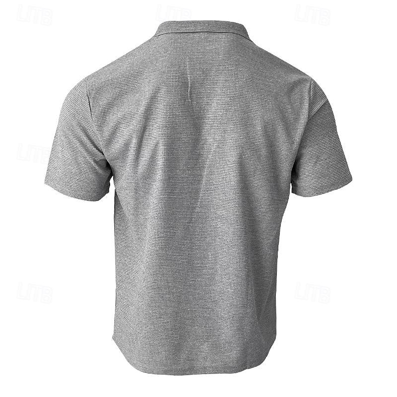 Per uomo Polo a nido d'ape Camicia da golf Golf Informale Sport Bavero Manica corta Essenziale Moderno Liscio Classico Primavera estate Standard Nero Bianco Blu Cachi Grigio Polo a nido d'ape del 2025 a $17.99 –P4