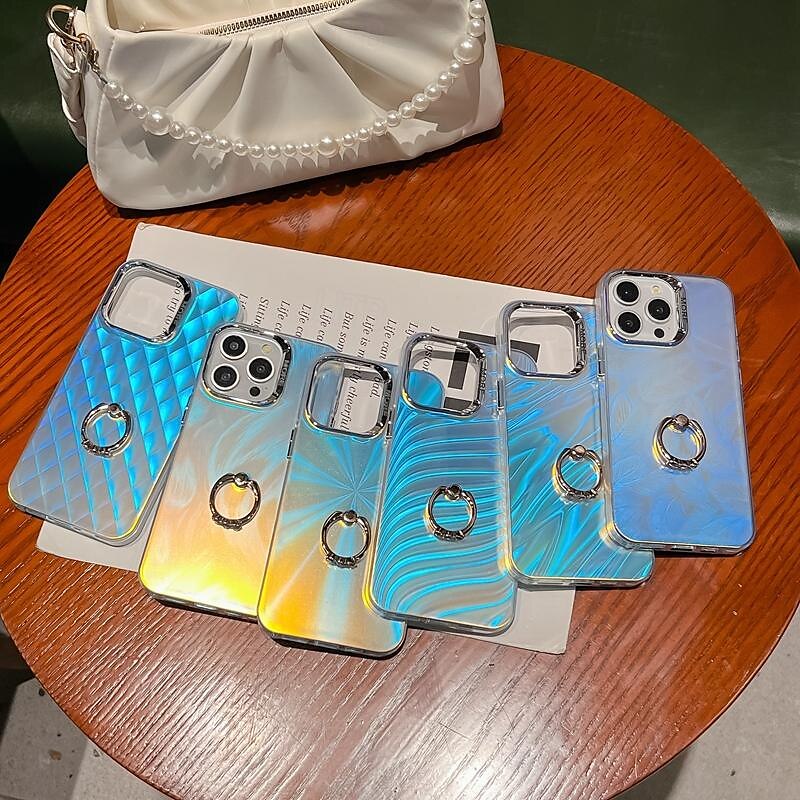 טלפון מגן עבור אייפון 16 iPhone 15 Pro Max iPhone 14 Pro Max אייפון 13 פרו מקס כיסוי אחורי בלינג גליטר מבריק אבזם טבעת עמיד בזעזועים TPU צפוי 2025 - $15.99 –P1