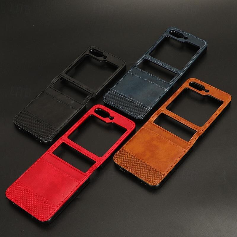 téléphone Coque Pour Samsung Galaxy Z Flip 5 Z Flip 4 Z Flip 3 Couvercle rabattable Fente pour carte Antichoc Rétro PC faux cuir de 2025 ? $17.99 –P1