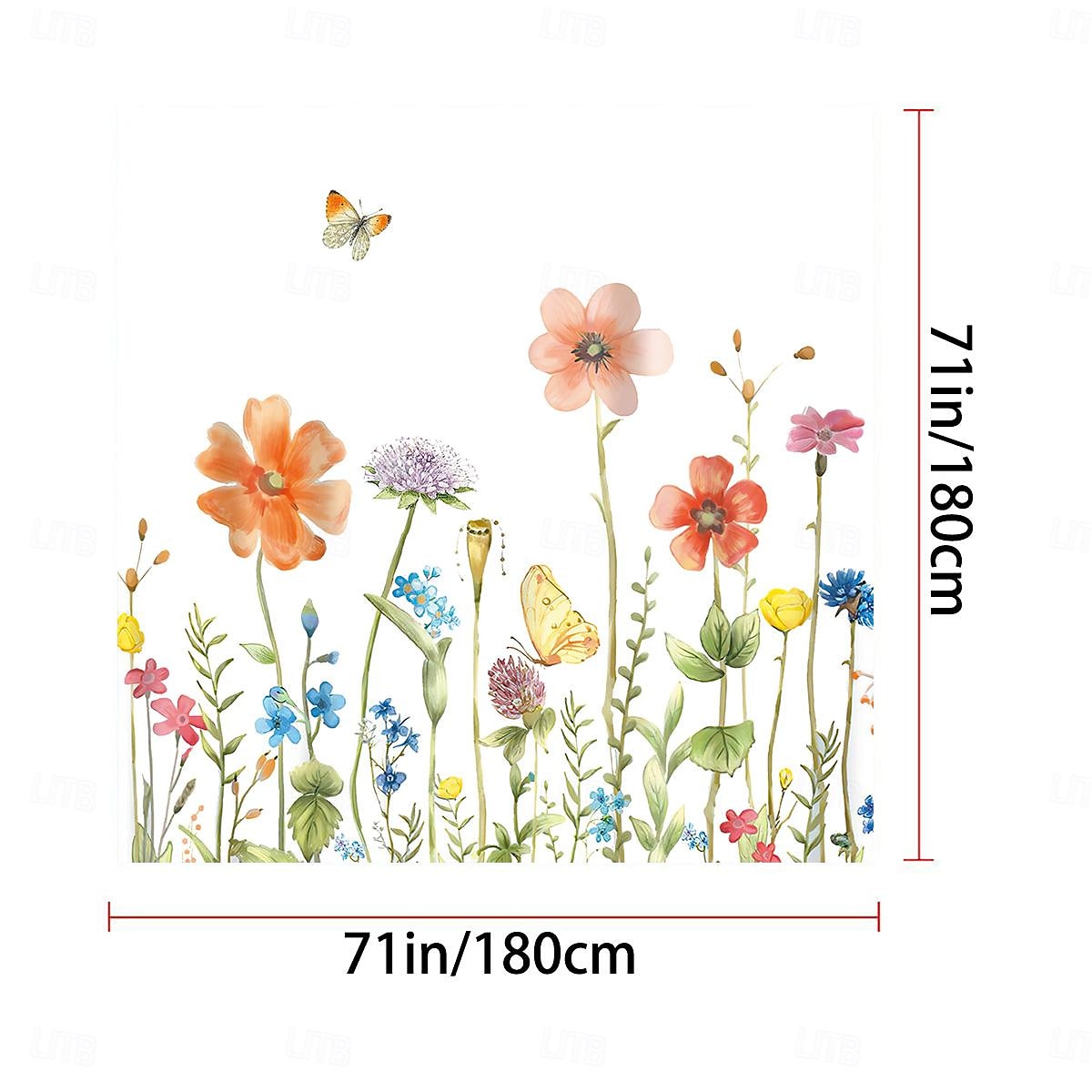 Dusjforheng med kroker 180cm*180cm (70"*70") polyester vaskbart vanntett mønster badekar dekor vintage sommerfuglblomster 2025 - $19.99 –P20