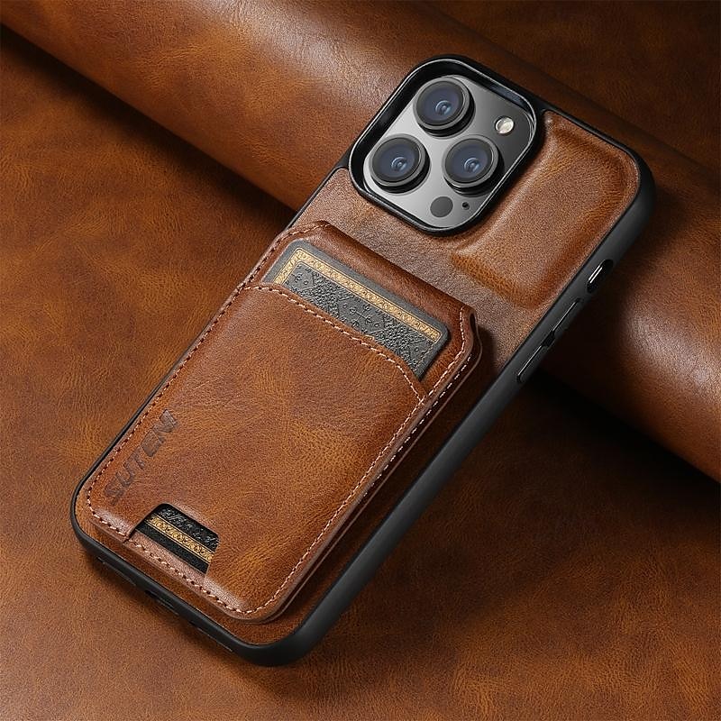 Custodia per telefono per iPhone 16 iPhone 15 Pro Max Plus iPhone 14 13 12 11 Pro Max Plus Cover posteriore con supporto Porta carte magnetico Retro TPU PC Pelle PU del 2025 a $20.99 –P5
