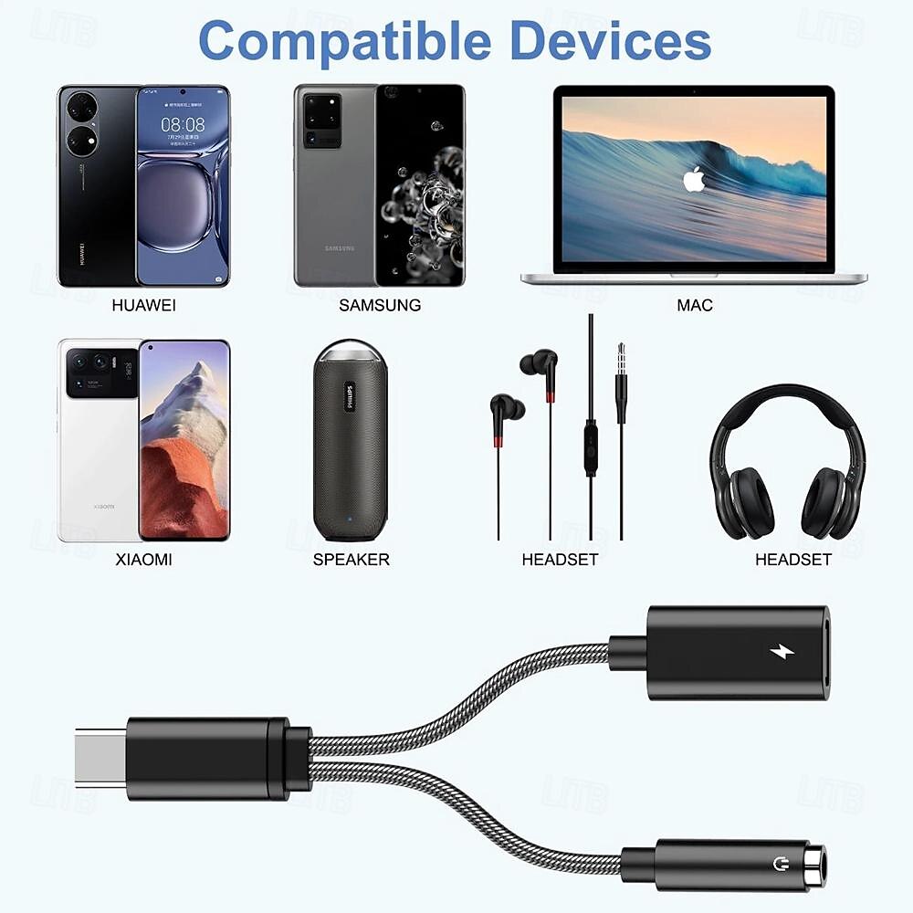 2025年 USB タイプ C から 3.5 mm ヘッドフォン ジャック アダプター ケーブル 2 in 1 デュアル USB C メス オーディオ AUX コネクタ 充電 スプリッター 音楽 コレクション – $13.99 –P5