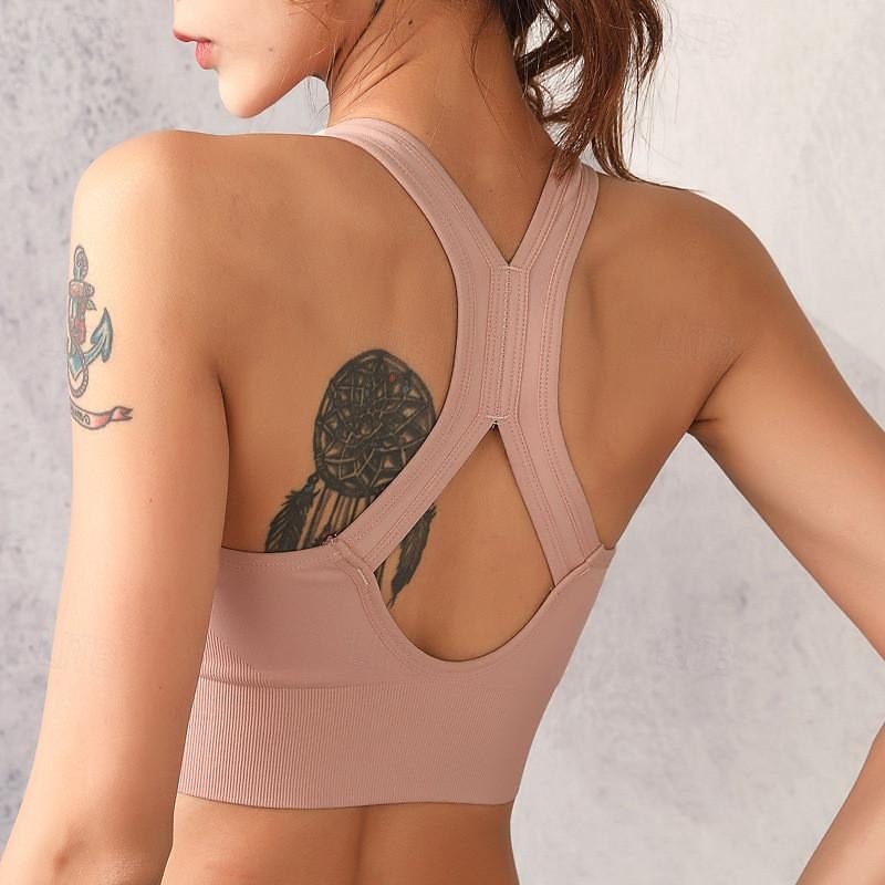 Mulheres Sustentação Leve Sutiã Esportivo Sutiã de corrida Sem costas Bojo Removível Good Top Acolchoado Ginástica Esportes Relaxantes Corrida Respirável Leve Macio Preto Rosa claro Azul Cor Sólida de 2025 por $17.99 –P11