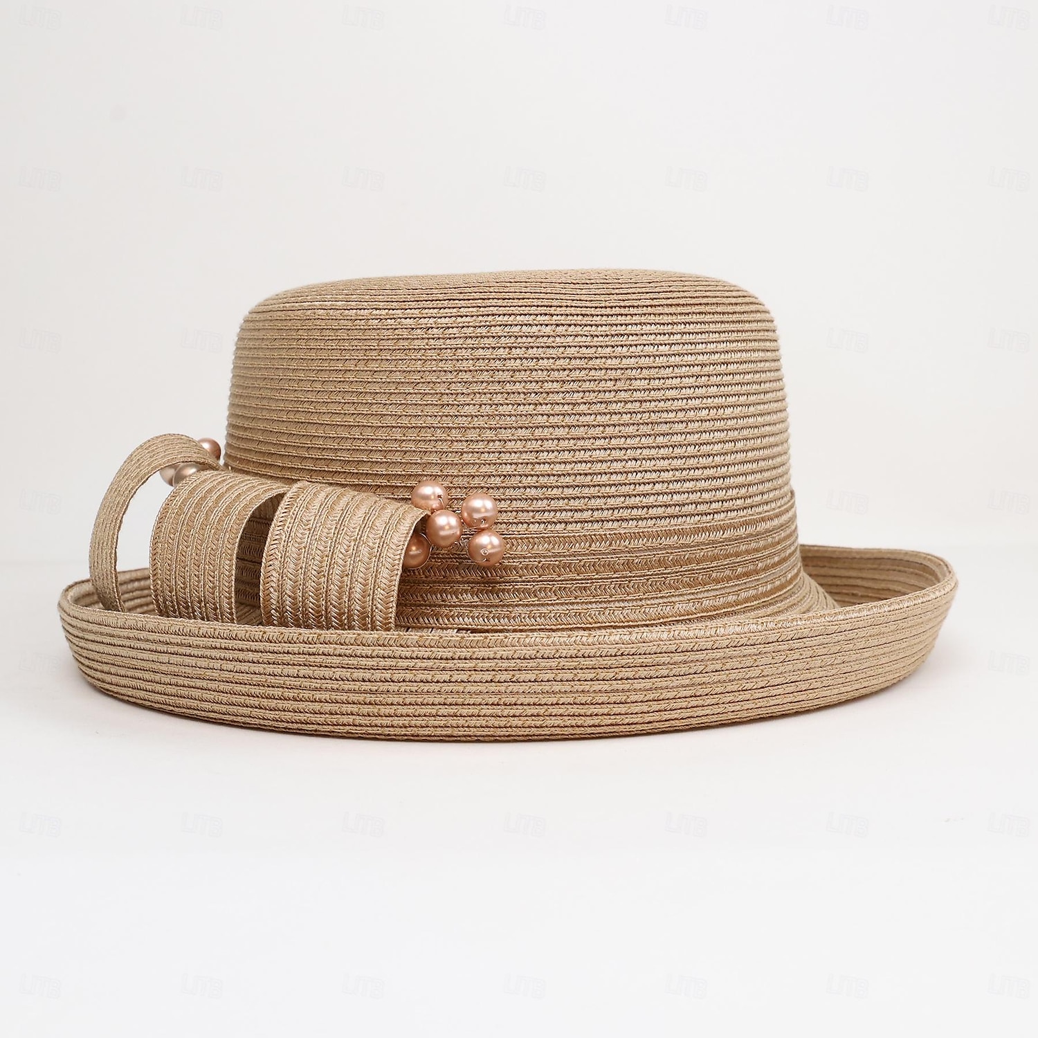 Chapeaux Fibre Chapeau Melon / Cloche Chapeau de seau Capeline Casual Plage Elégant Mariage Avec Perle fausse Fantaisie Casque Couvre-chef de 2025 ? $41.99 –P14