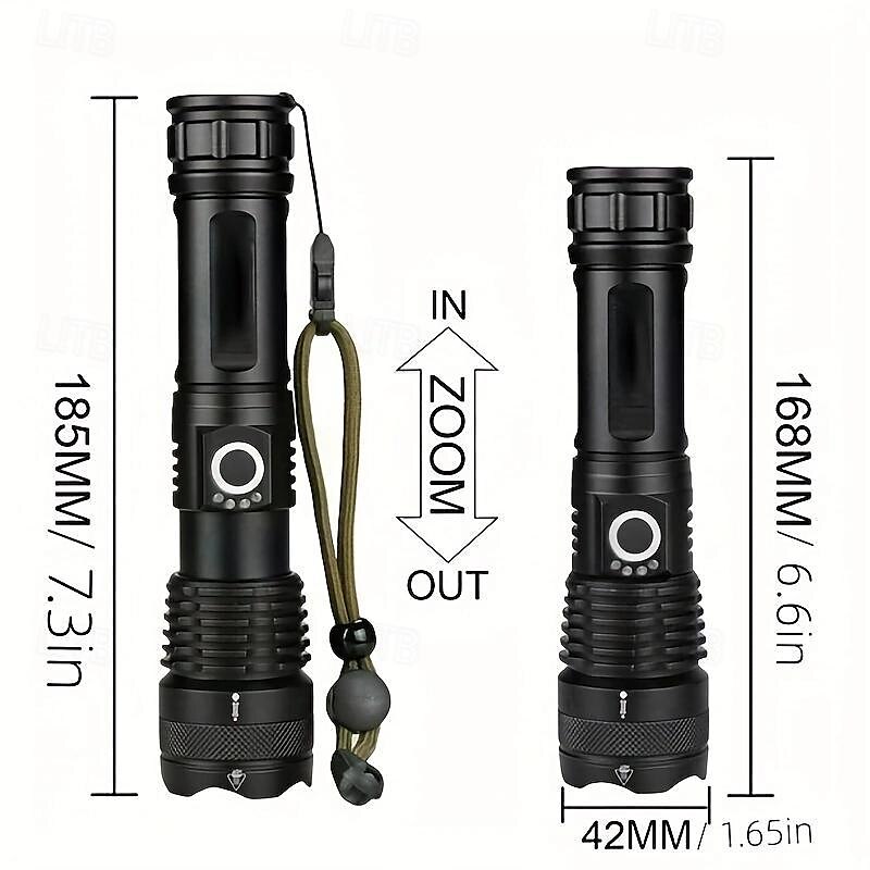 tehokas taskulamppu usb ladattava zoomattava vedenpitävä xhp70 taktinen taskulamppu superkirkas 5 tilaa led valonheitin taskulamppu zoom bar taskulamppu vaellus metsästys retkeily ulkourheilu 2025 - $15.99 –P1