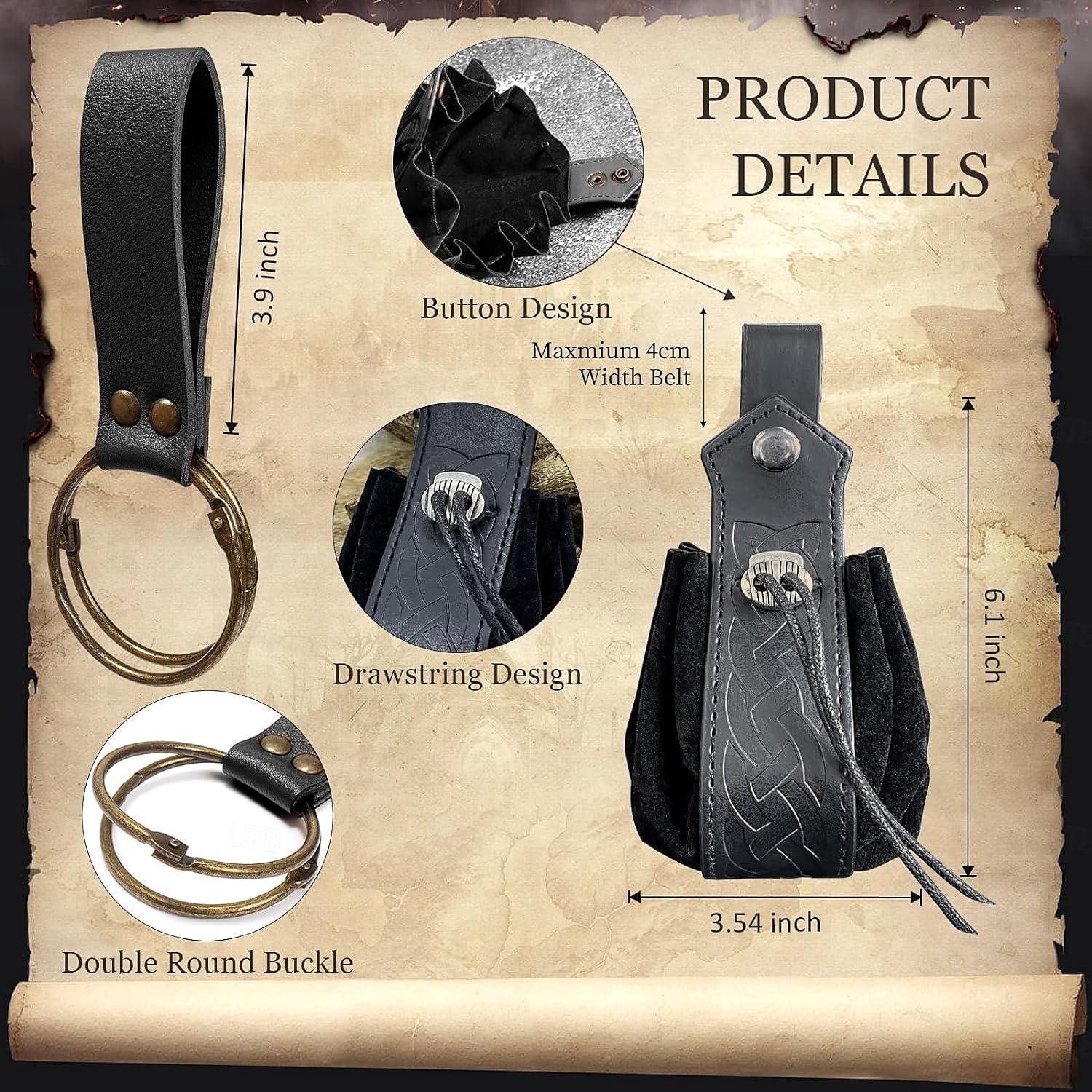 Medieval Renascentista Roupa Feira Ren Cavalheiro Viking Unisexo Celta Viking Fantasia Dia Das Bruxas Carnaval feira renascentista LARP Ren Faire Adulto Cinto Bolsa de 2025 por $33.99 –P5