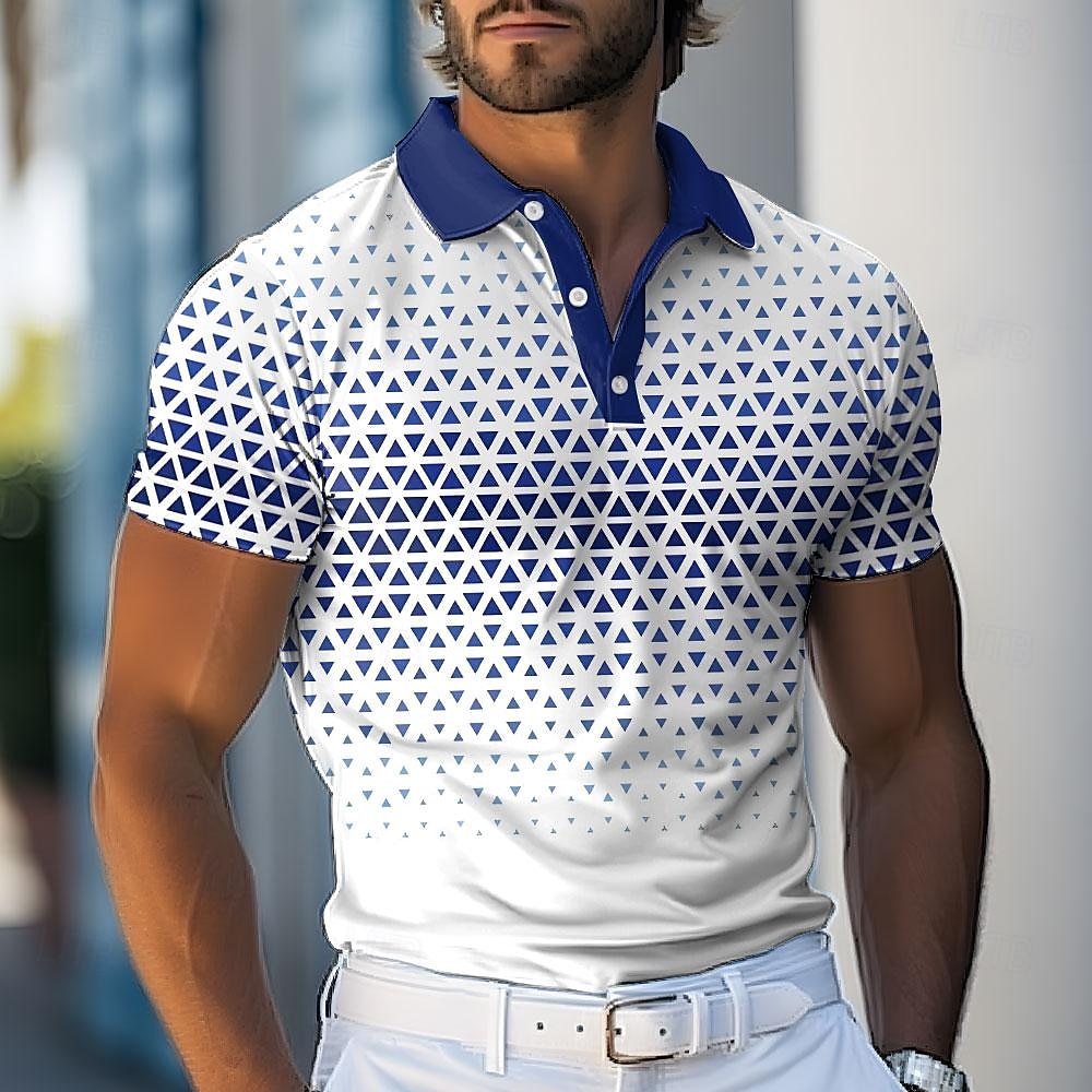 Men's Geometric Polo Shirts Golf Shirt Short Sleeve Polo Shirts Collared Shirts Business Casual WorkWear Formal Wear Festival Wear Buttons 3D Print Spring & Summer Blue 2026 - $23.99 –P1