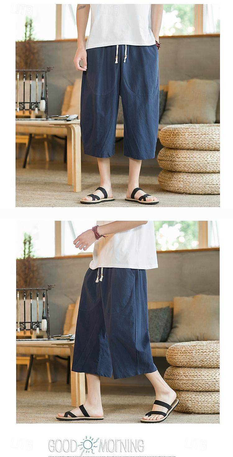 Bărbați Pantaloni de in Pantaloni harem Pantaloni Capri Buzunar Mată Sport Lungime gambă Muncă Casual Casual Potrivire Largă Negru Roșu Vin Inelastic 2026 - $22.99 –P13