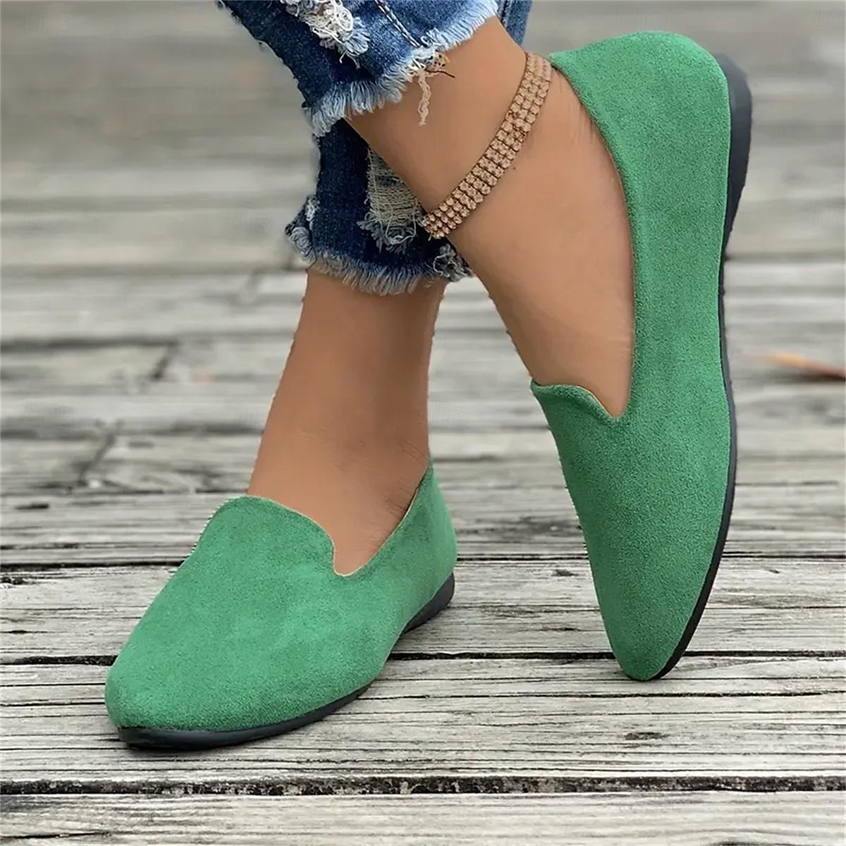 Mocasines sin cordones de ante amarillo para mujer: zapatos planos casuales cómodos para uso diario 2025 - $19.99 –P5